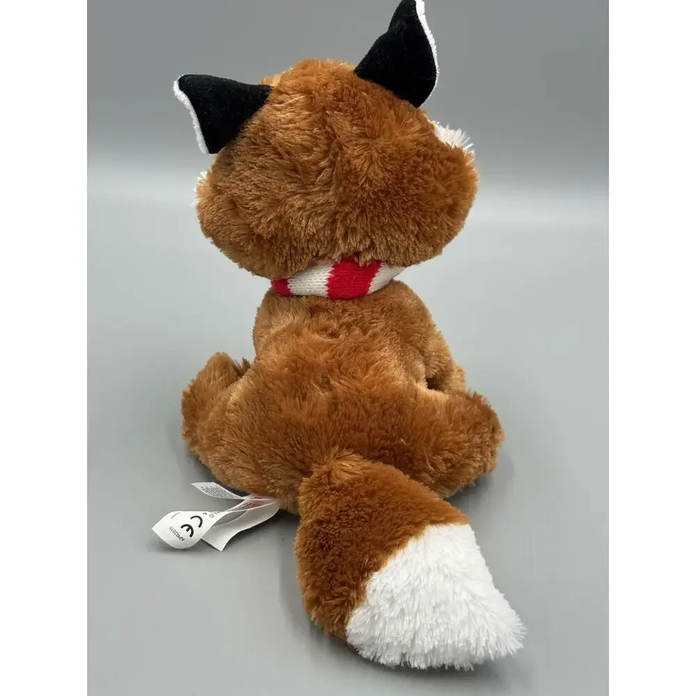 Aurora World Plush Fox Christmas Red And White Scarf 9” Stuffed Animal